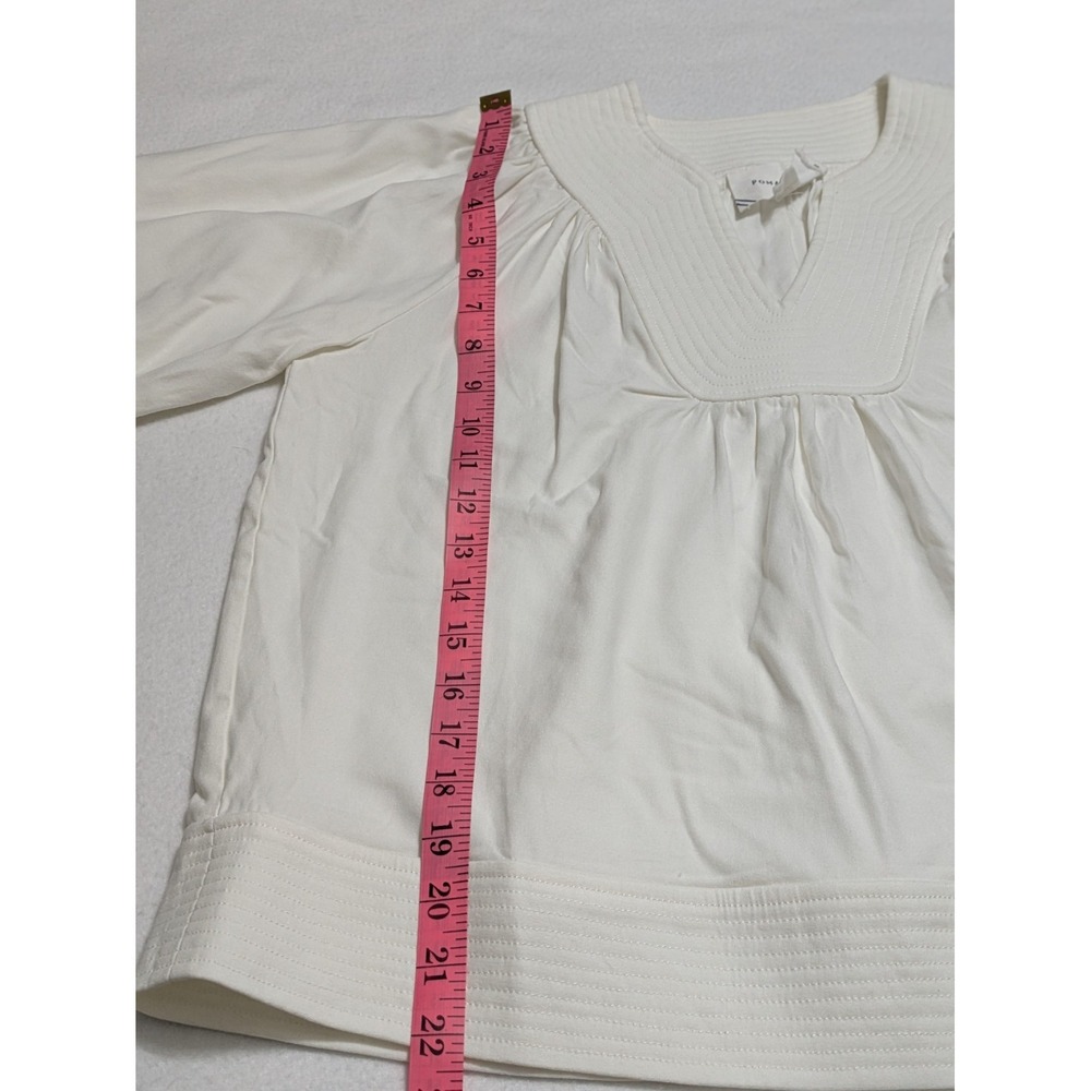 Tuckernuck Top Pomander Place XS White Koa Blouse Relaxed Tunic 3/4 Sleeves - Picture 11 of 12